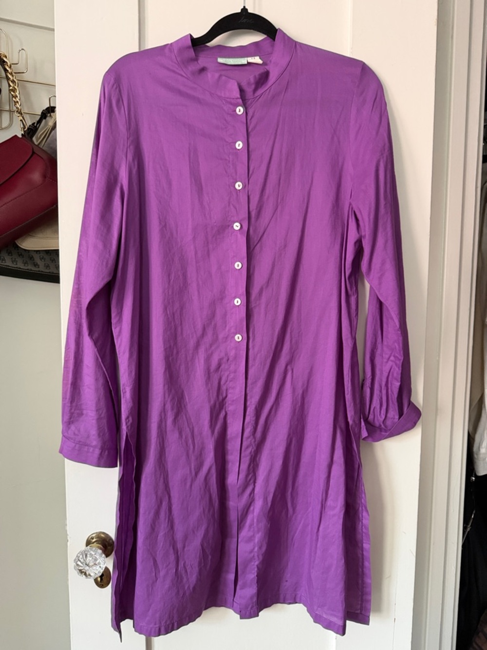 Women's 100% cotton  Purple Longline Button-Front Tunic small
